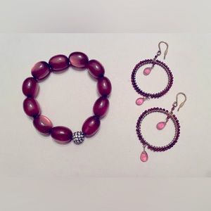 Beaded bracelet with matching dangle earrings